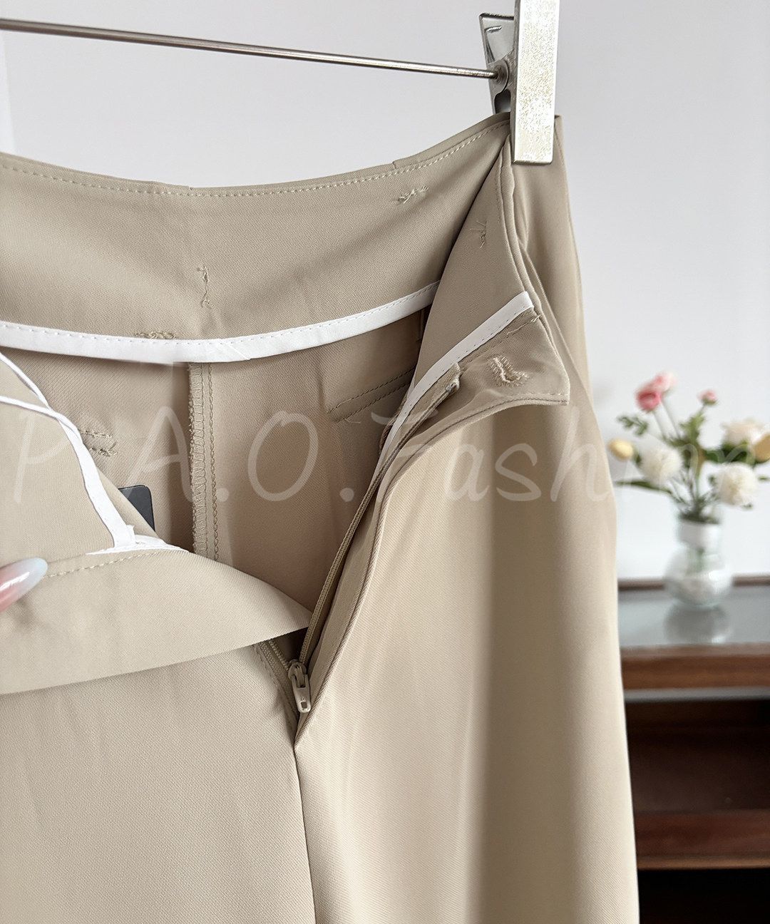 High Waist Draped Wide Leg Suit Pants with Belt
