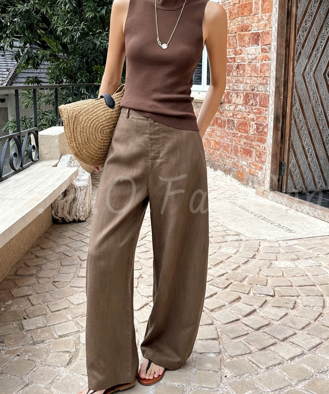 Linen-Blend Relaxed Wide-Leg Pants[Available Now]
