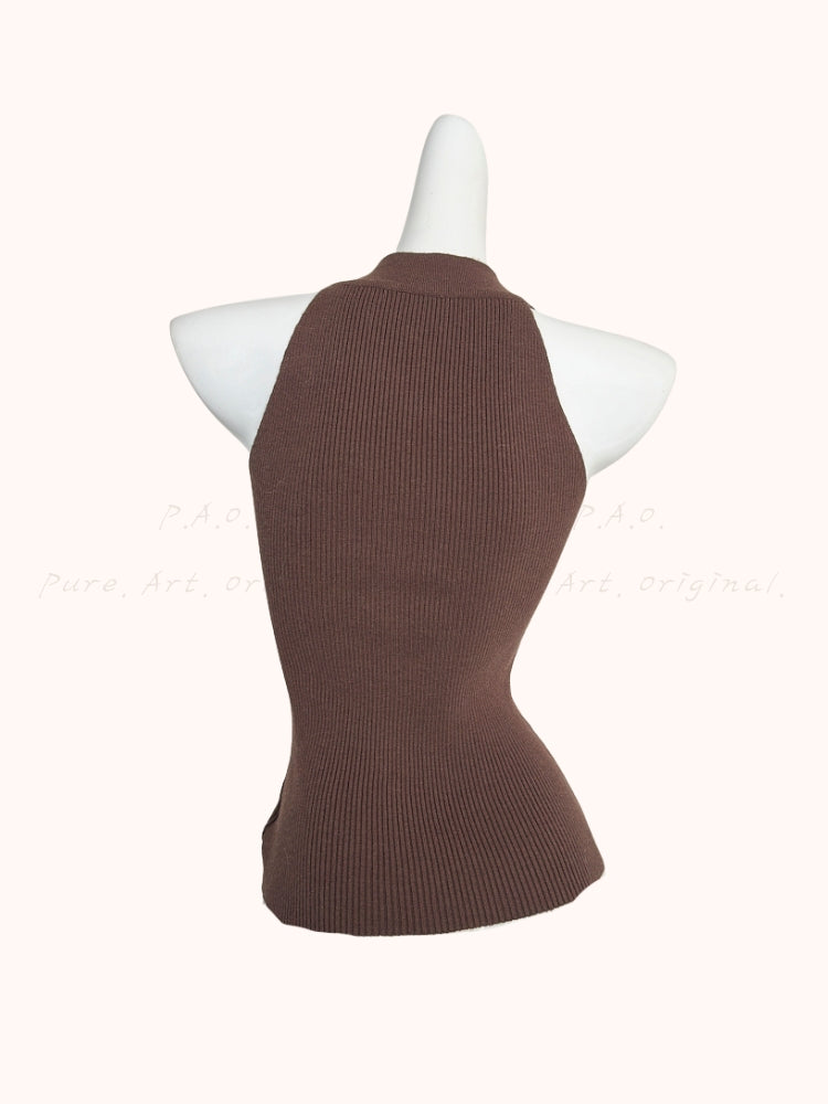 Faux Fox Fur & Hand-Embellished Rhinestone Knit Vest