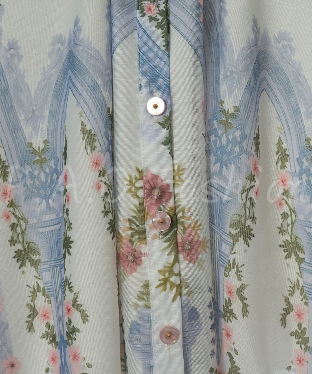 Garden Print Puff Sleeve Waist Dress[Available Now]