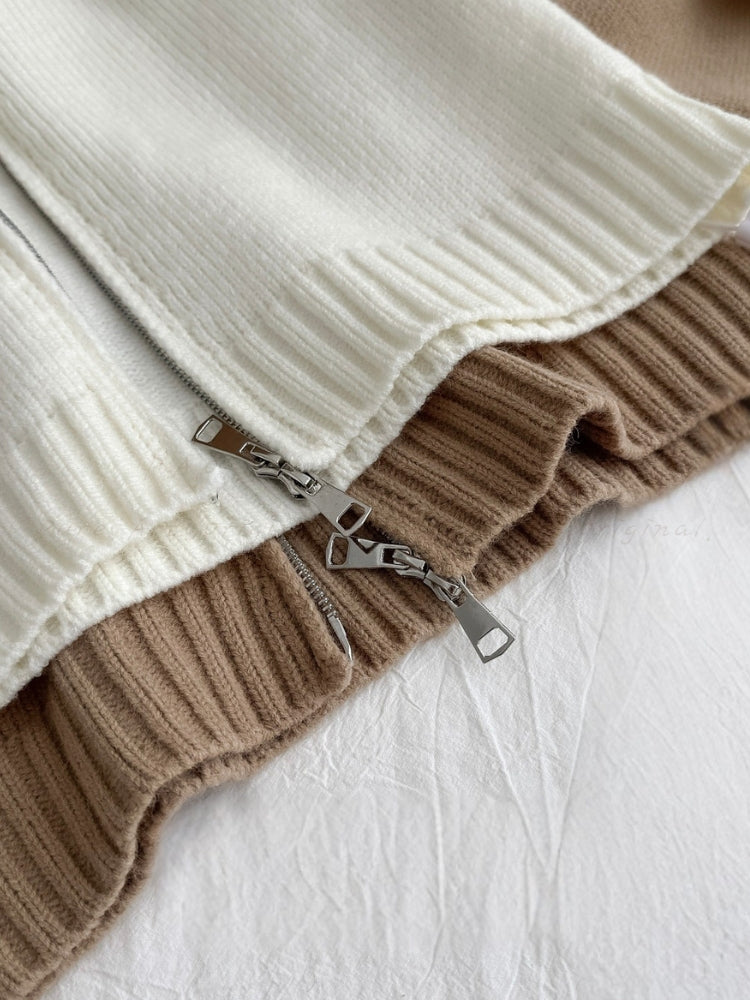 Large Faux Fox Fur Hooded Zip-Up Cardigan