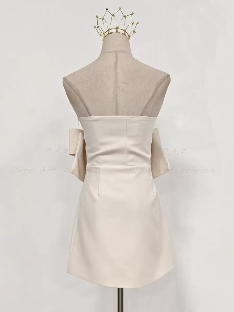Strapless Bow Detail Fitted Mini Dress