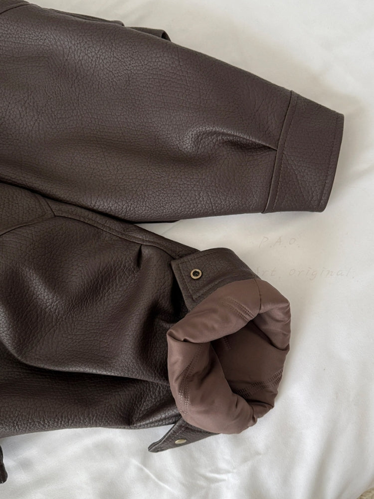 Thick Padded Motorcycle-Style Faux Leather Jacket