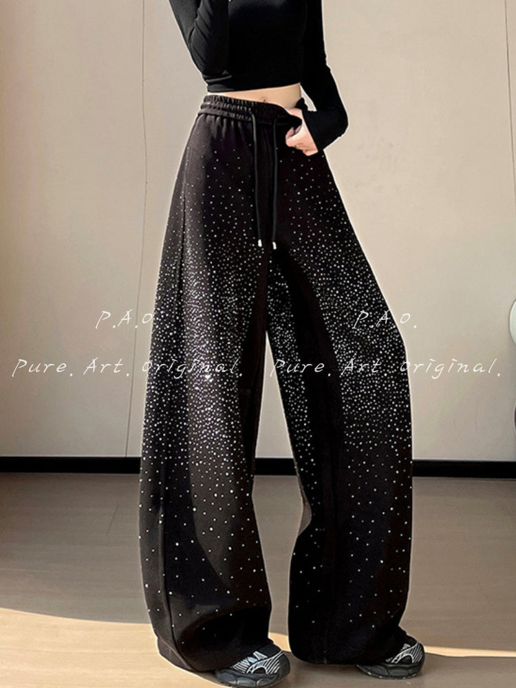 Rhinestone Wide Leg Pants