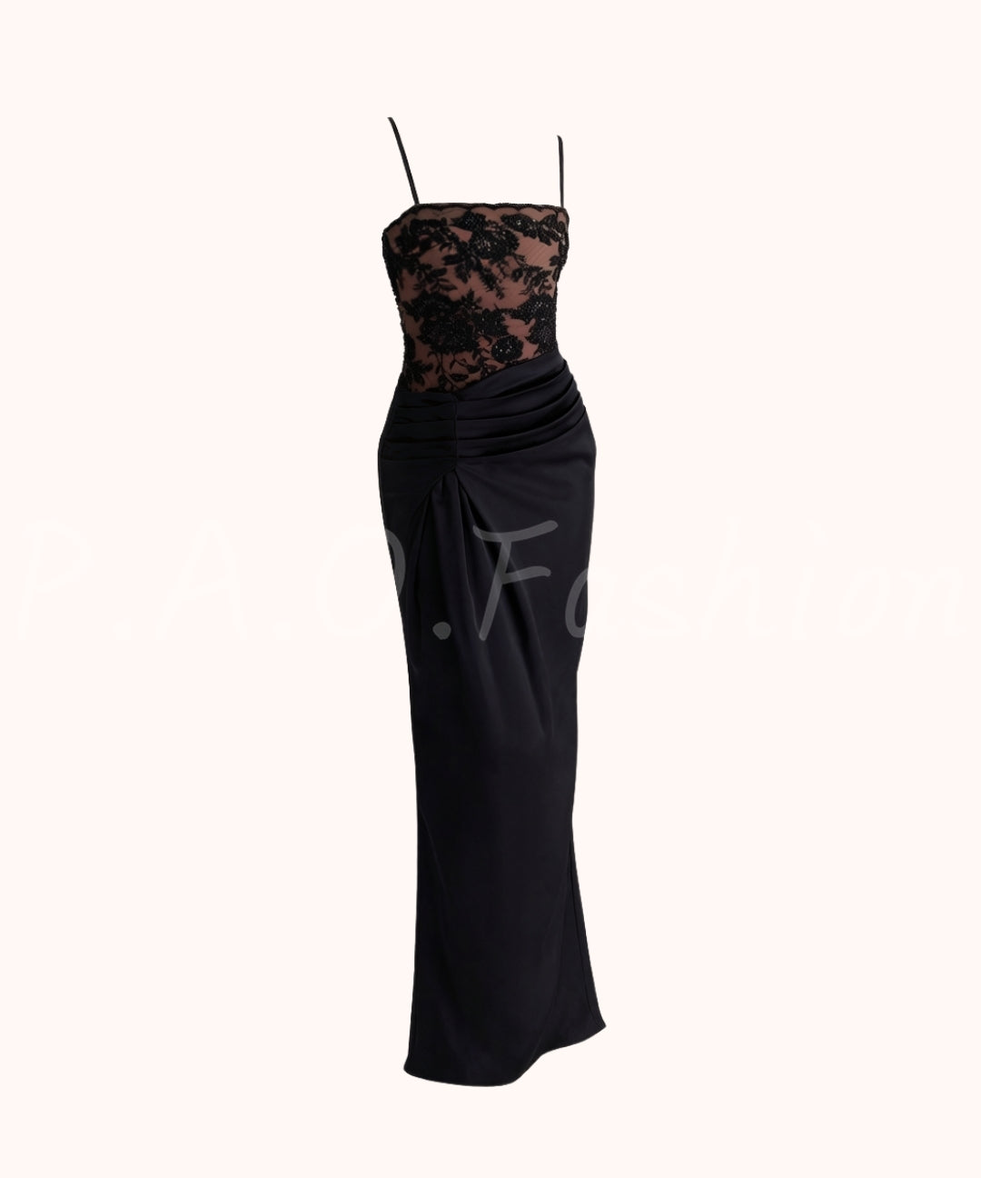 Lace & Satin Splice Evening Dress[Available Now]