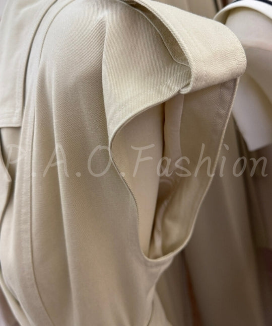 Sleeveless Double-Breasted Blazer Dress with Belt