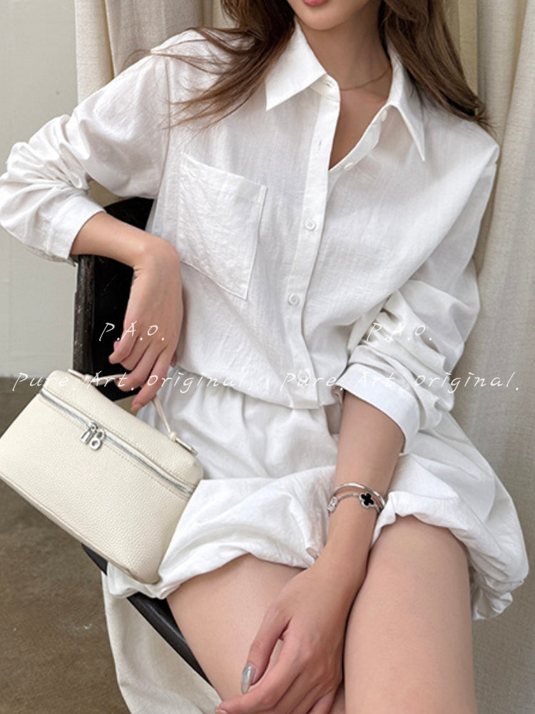 Pure White Belted Shirt Dress