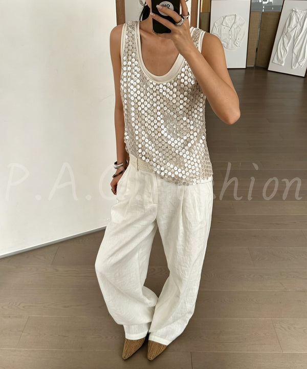 Sequin Layered Sleeveless Tank