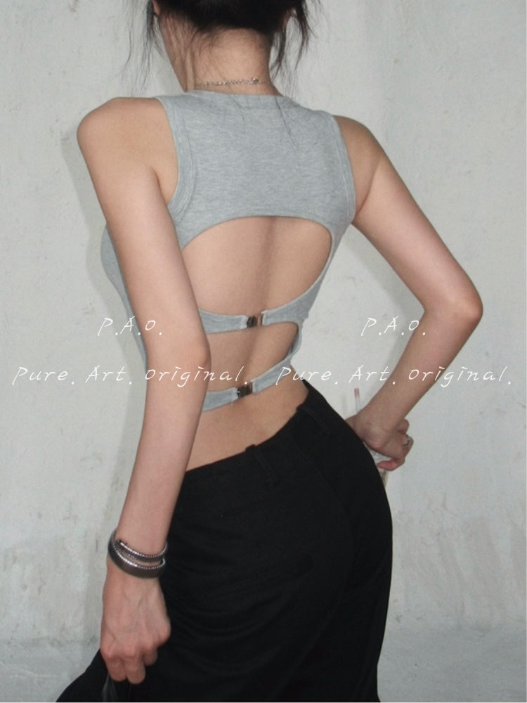Padded Cut-Out Back Ribbed Tank Top