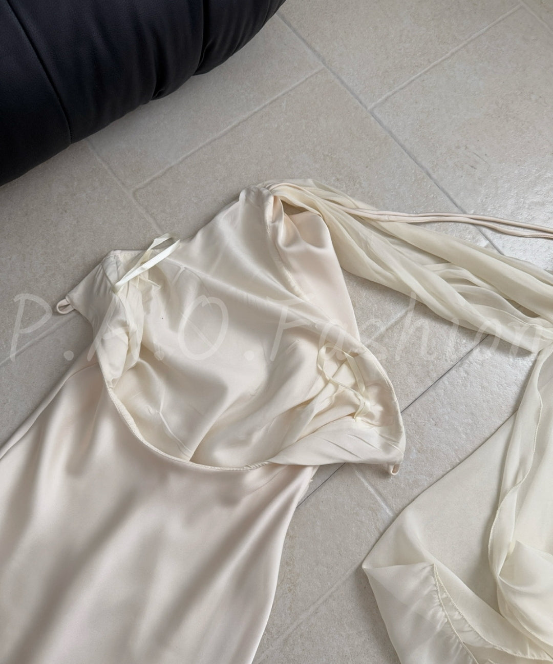 One-Shoulder Satin Slip Dress with Sash & Side Slit[Available Now]