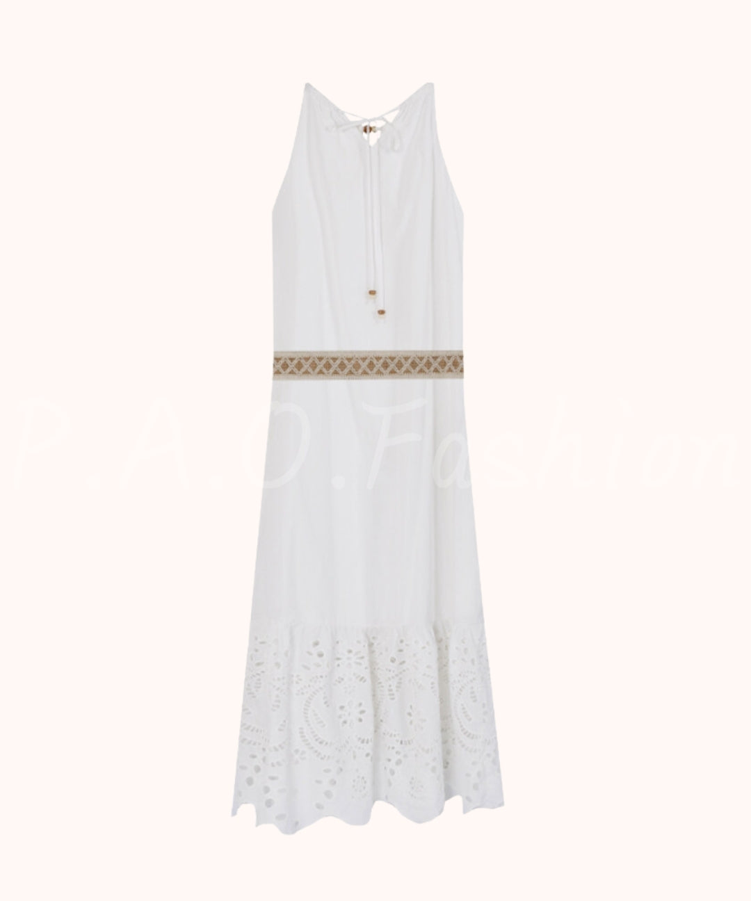 Bohemian Halter Hollow Cotton Maxi Dress[Available Now]