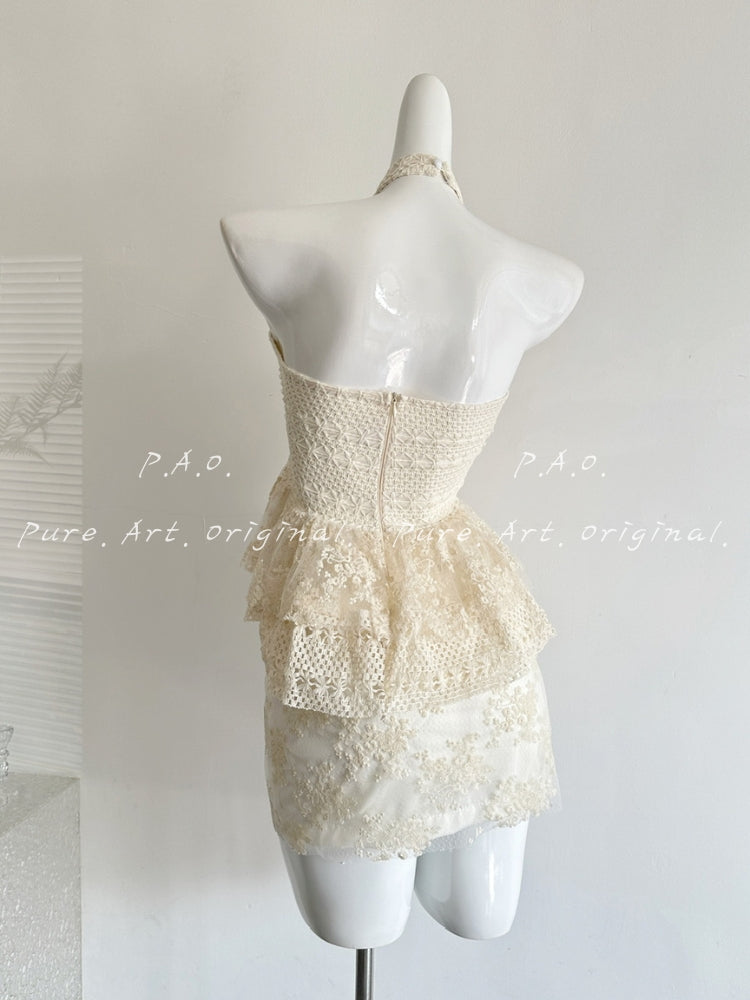LACE HALTER TOP & SKIRT SET