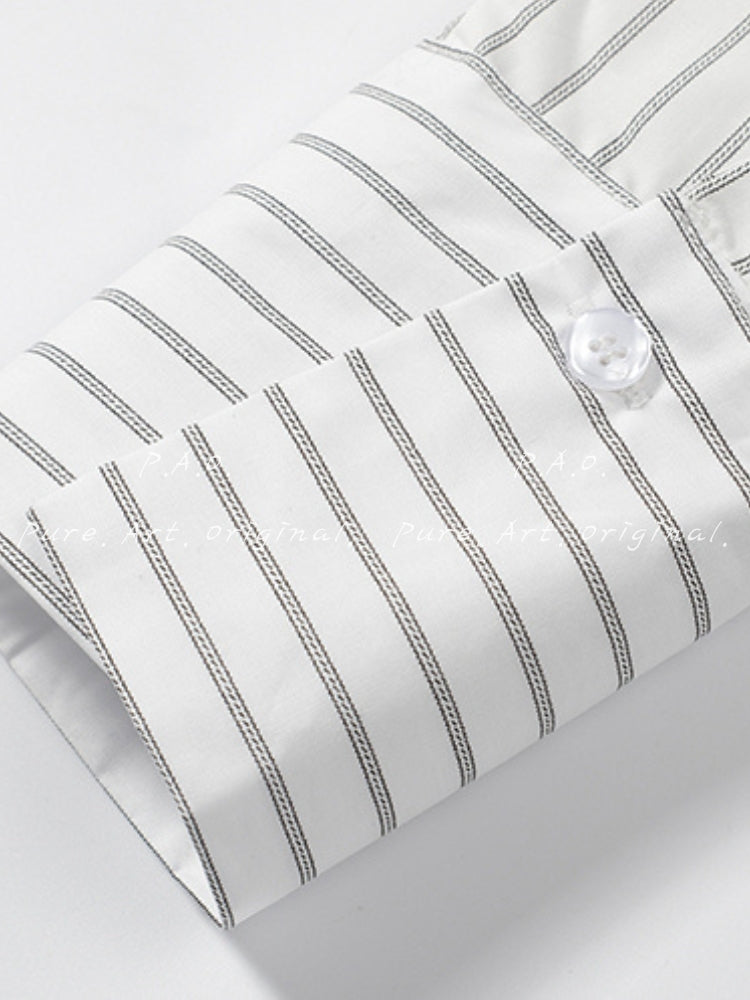 Asymmetric Pinstripe Shirt Dress