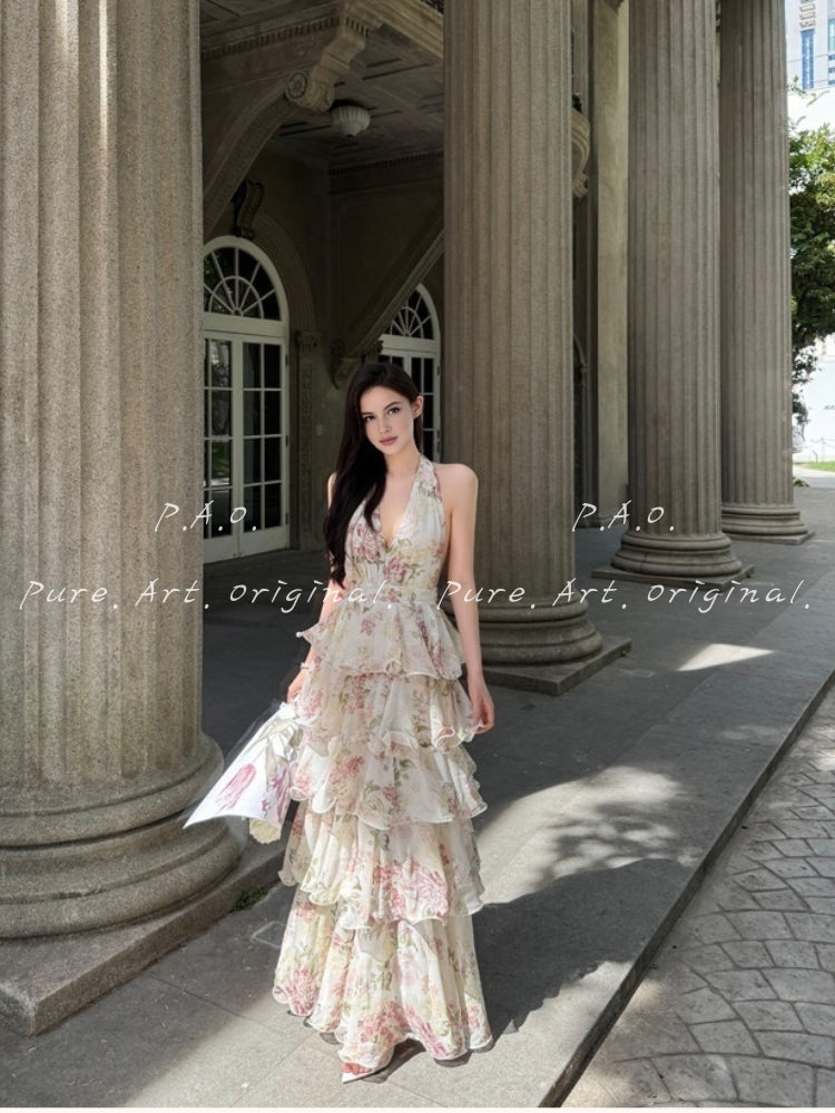 AVERY FLORAL HALTER MAXI DRESS