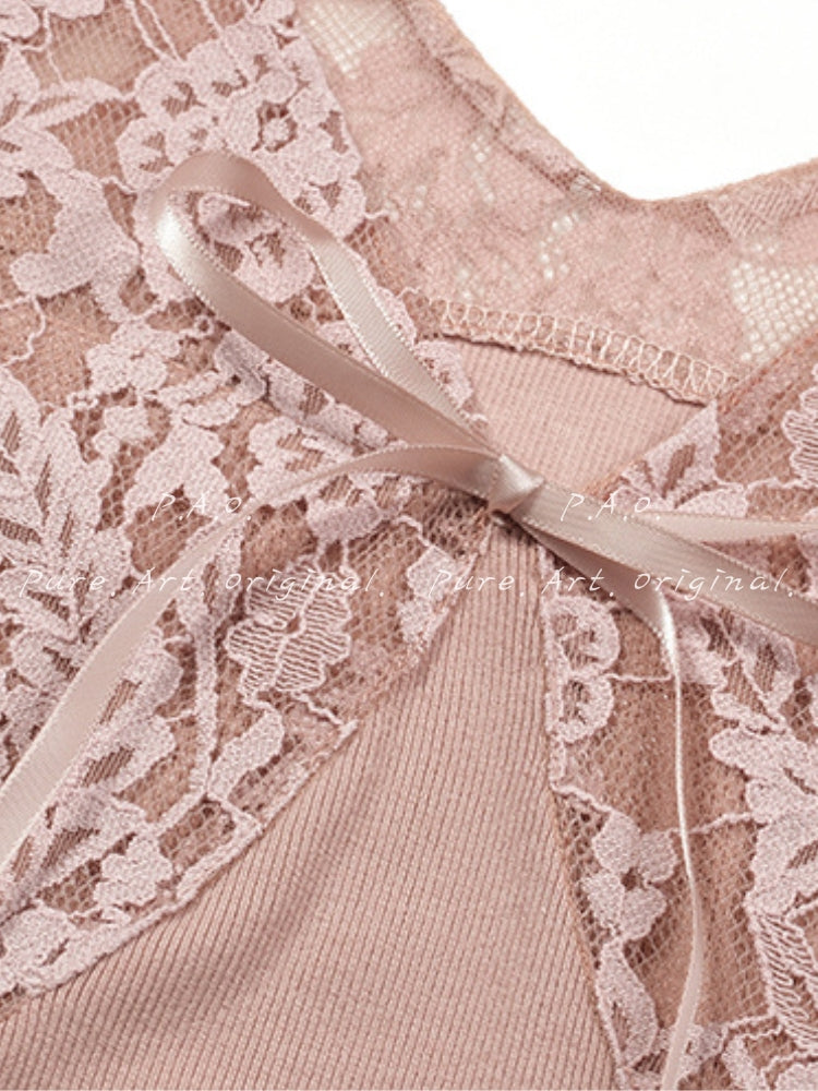 Pink Lace Knit Mermaid Dress