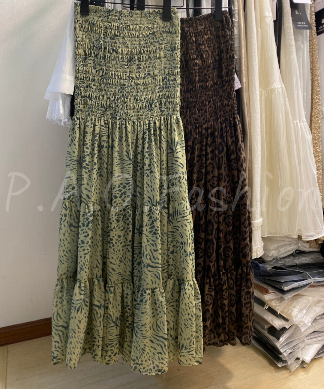 Leopard Print Tiered Ruffle Skirt[Available Now]