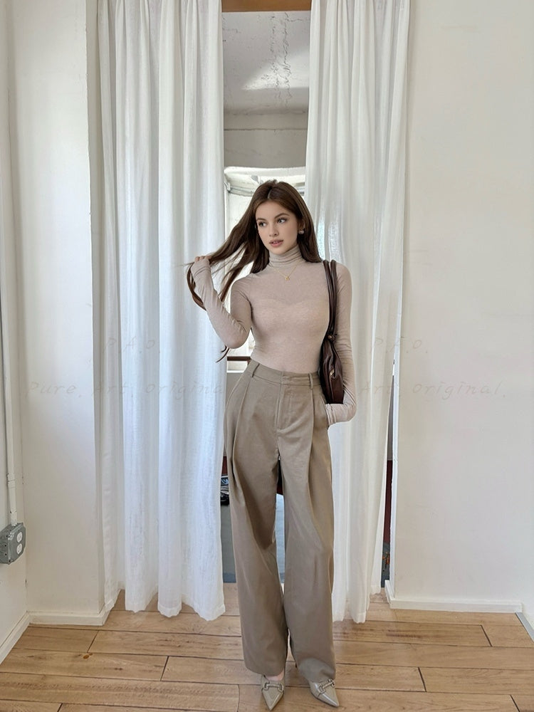 High-Waist Wide-Leg Tailored Trousers