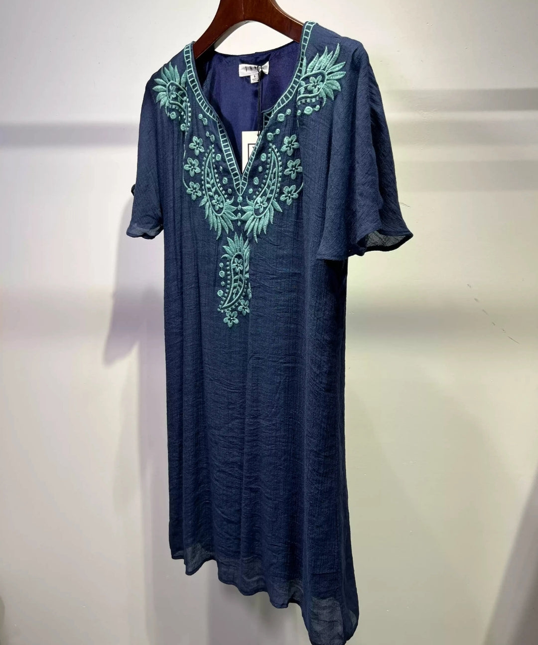 Bohemian Navy Embroidered Straight Dress