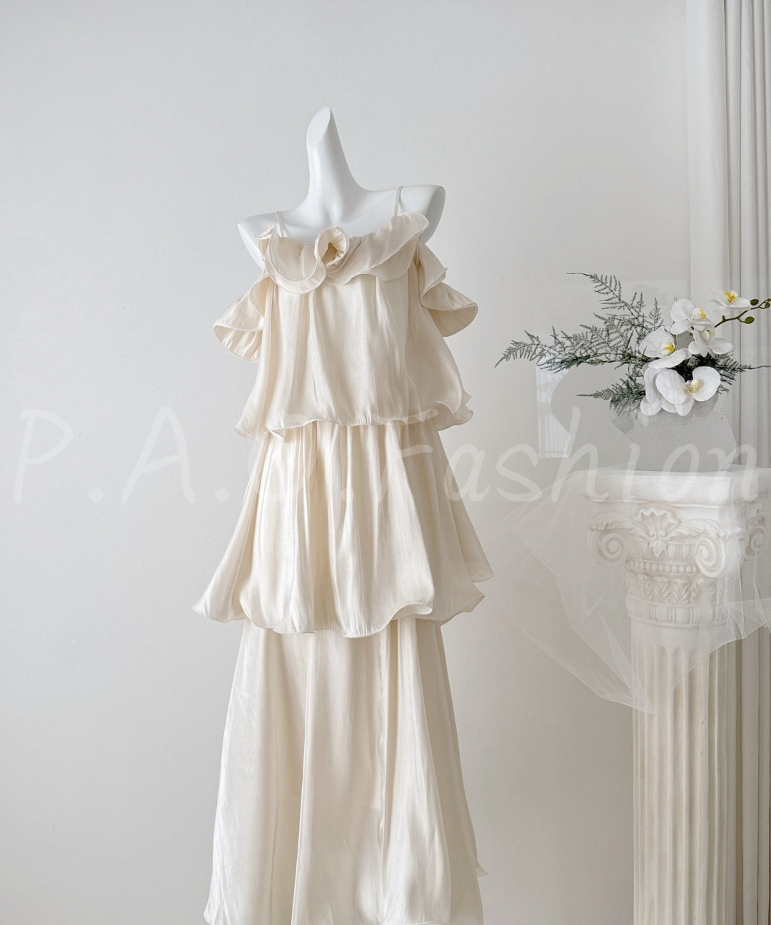 Ruffled Strap Maxi Dress with Tiered Skirt[Available Now]