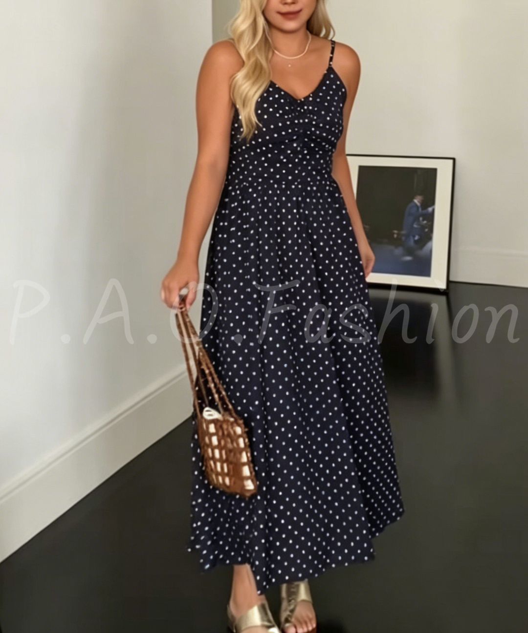 Polka Dot Chiffon Maxi Dress