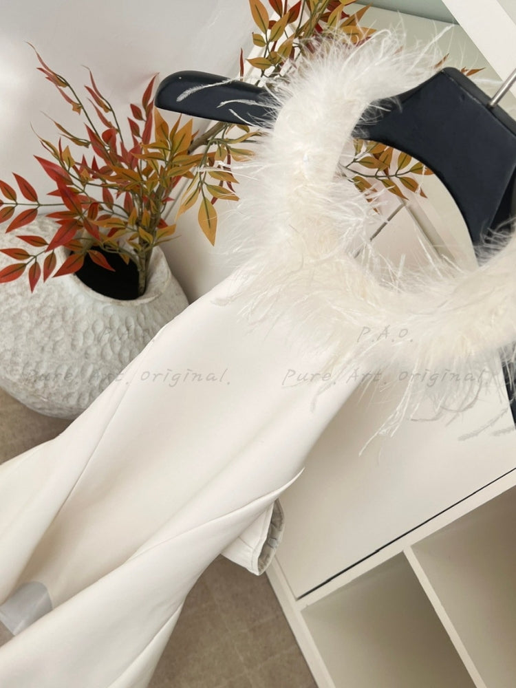 ELARA FEATHER HALTER DRESS