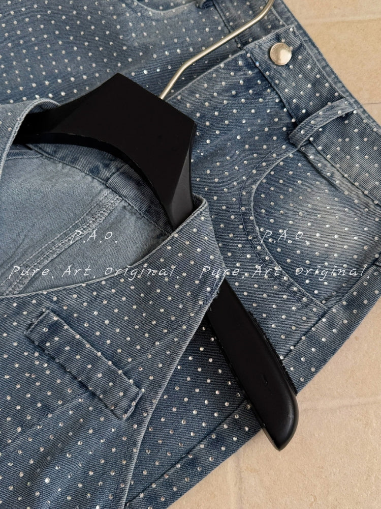 Polka Dot Denim Two-Piece Set