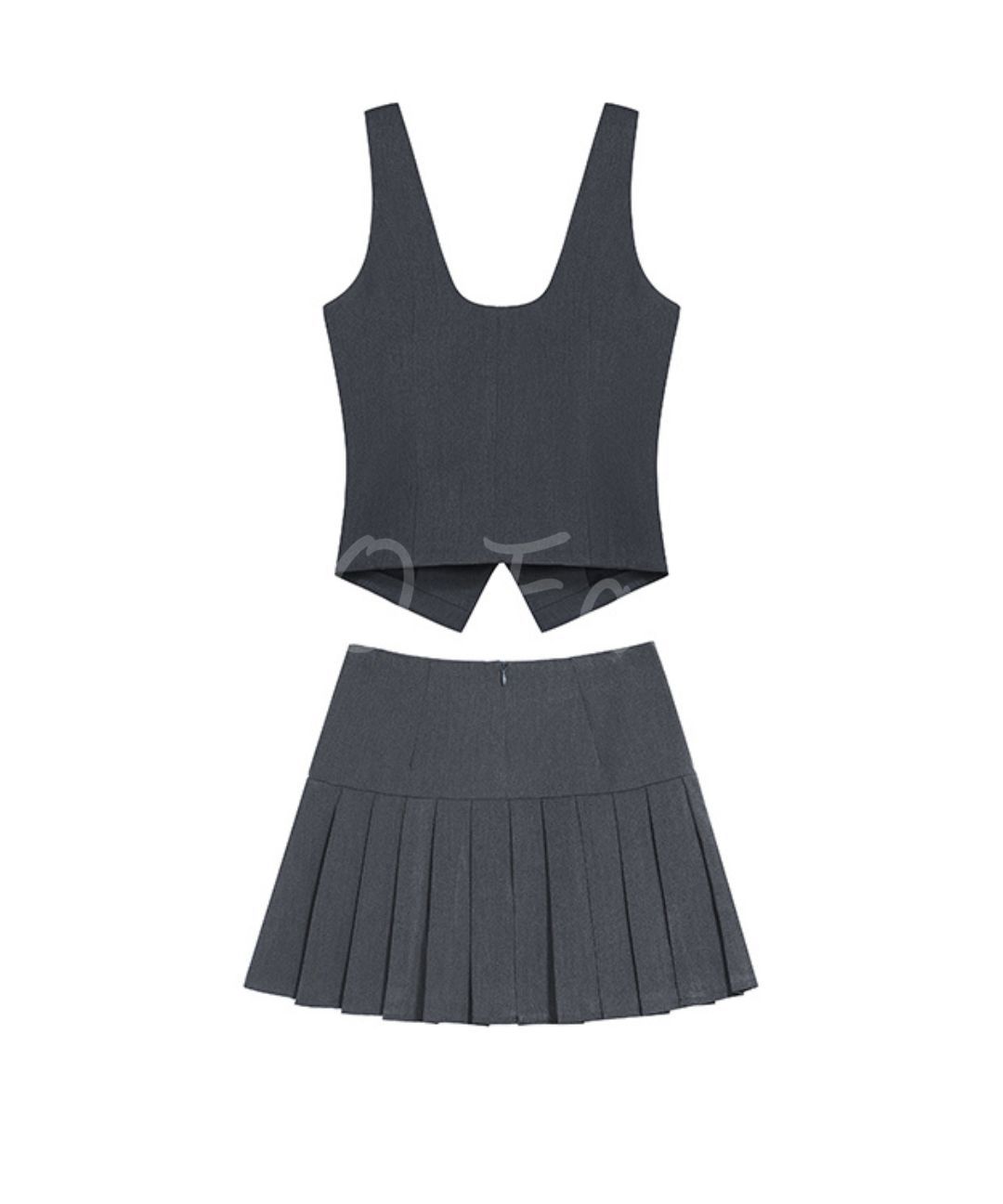 Halter Vest & Pleated Mini Skirt Set