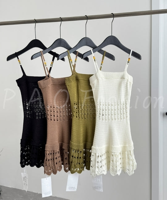 Open-Knit Strap Mini Dress[Available Now]