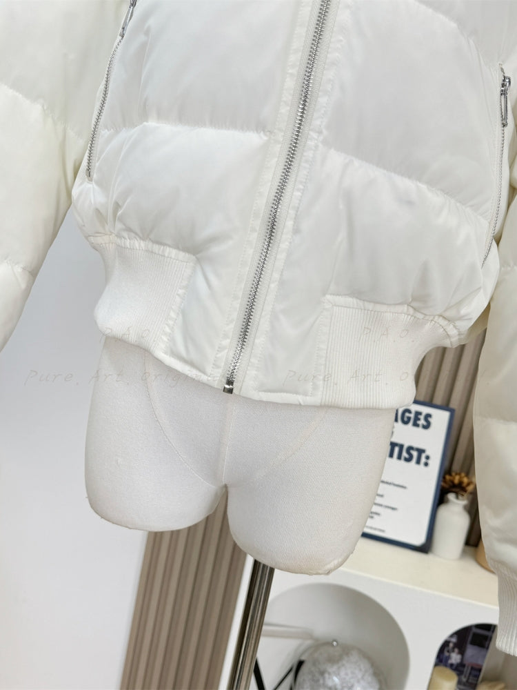 Stand Collar Hooded Puffer Coat