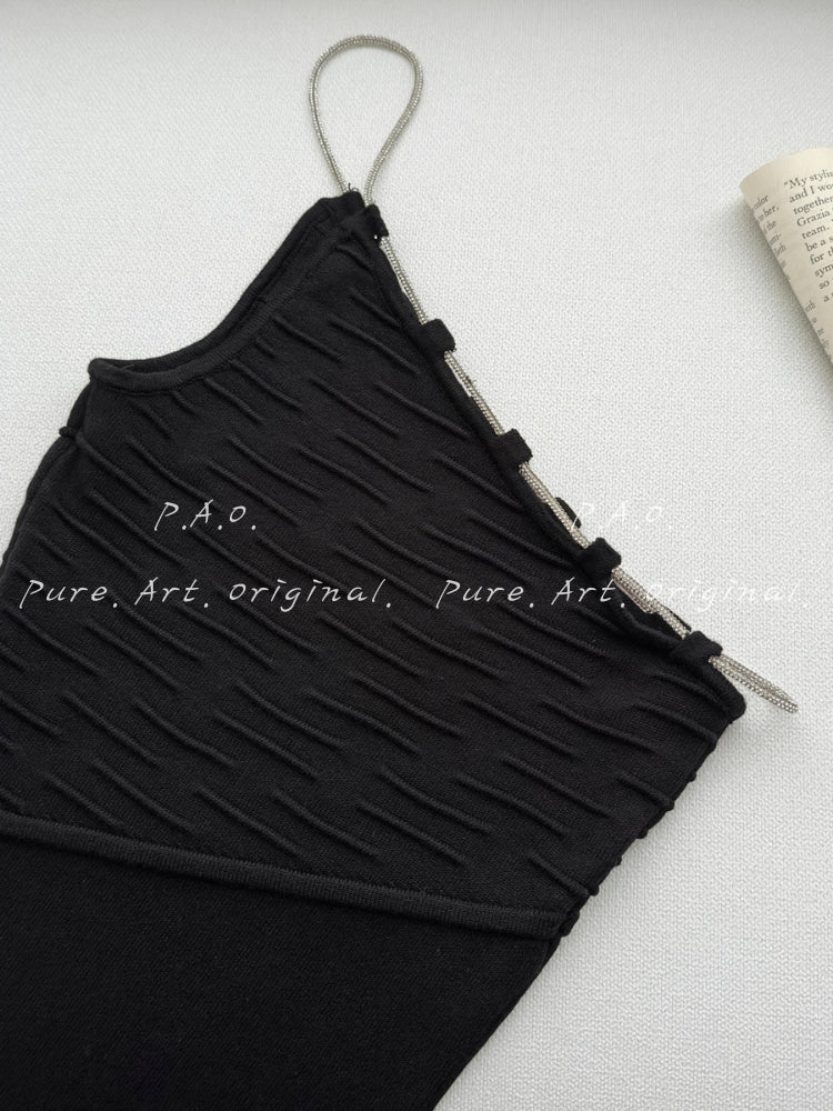 Aria Chain One-Shoulder Ribbed Bodycon Mini Dress