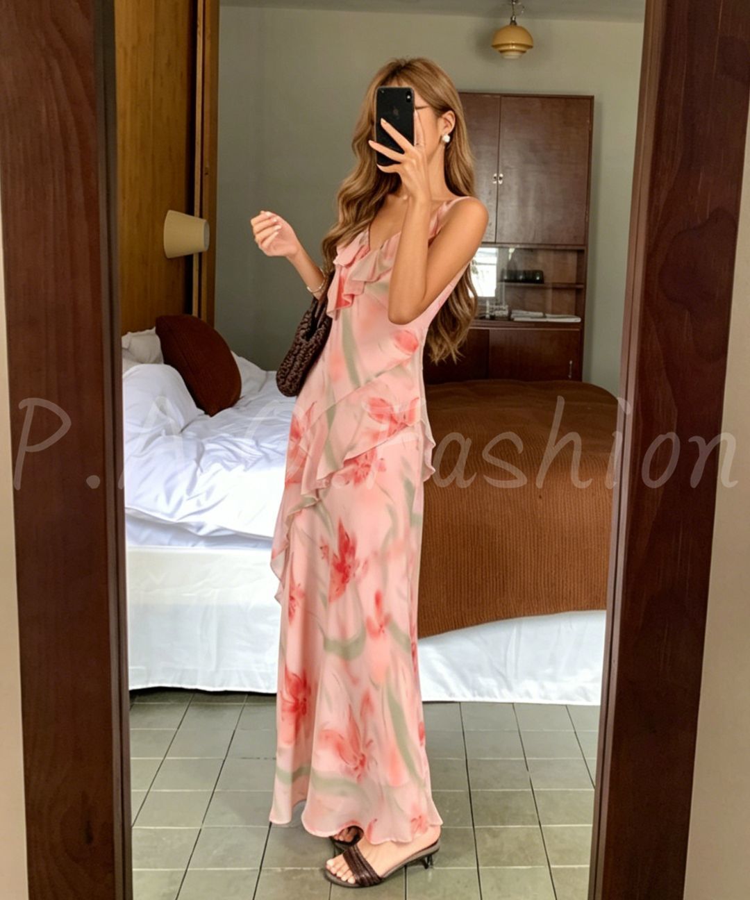Floral Ruffle Mermaid Maxi Dress
