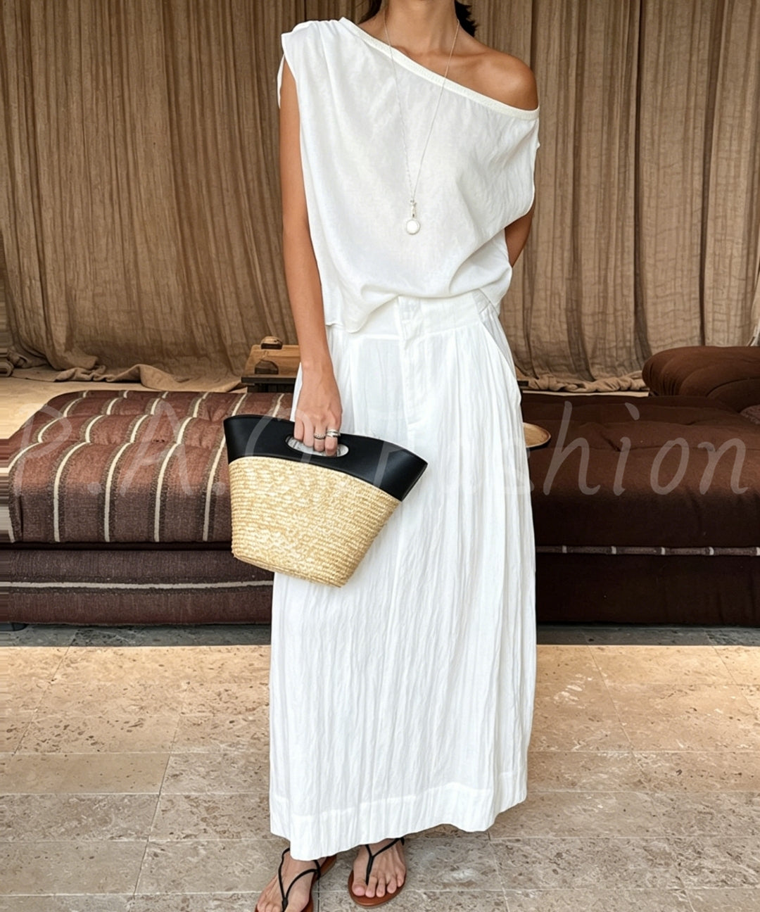 Silk-Blend One-Shoulder Relaxed Top[Available Now]