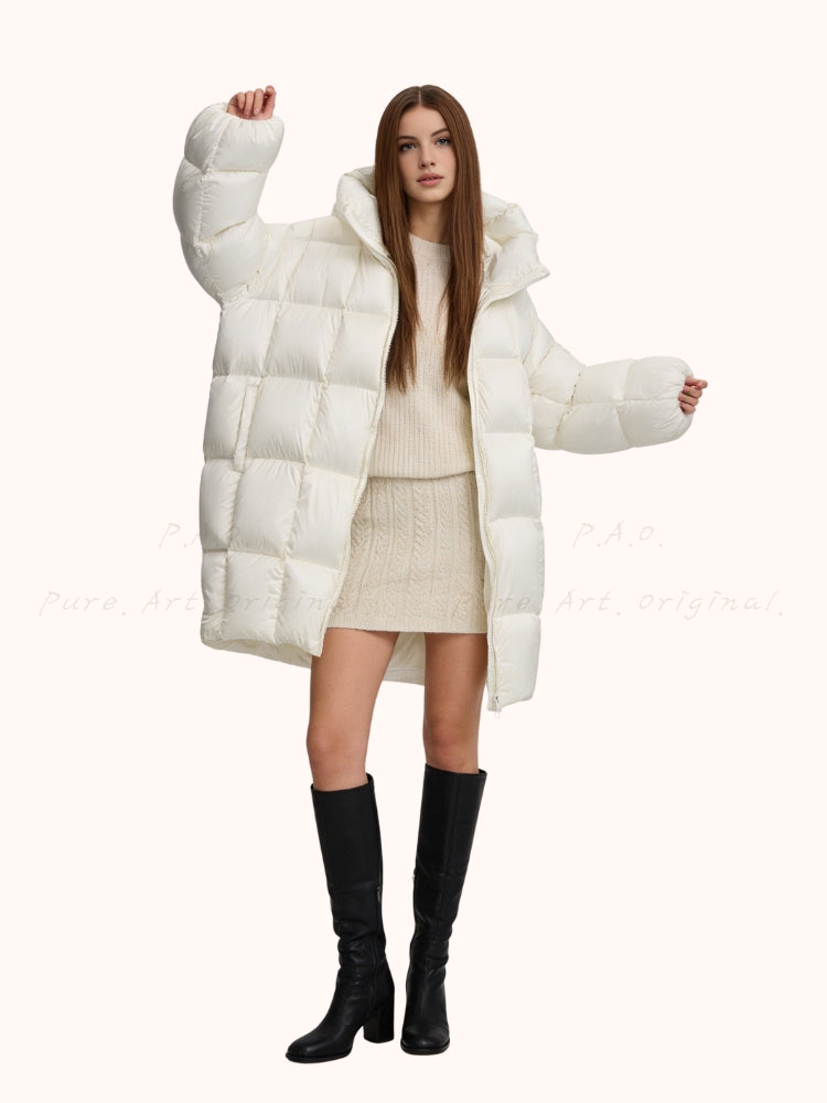 Puffer Satin Mid-Length Down Jacket