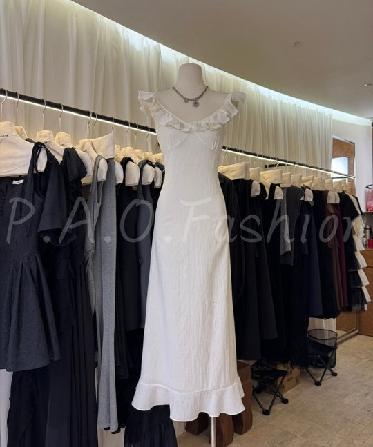 Ruffle V-Neck Mermaid Dress