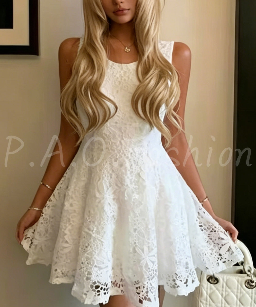 Romantic Lace Bow-Back A-Line Mini Dress