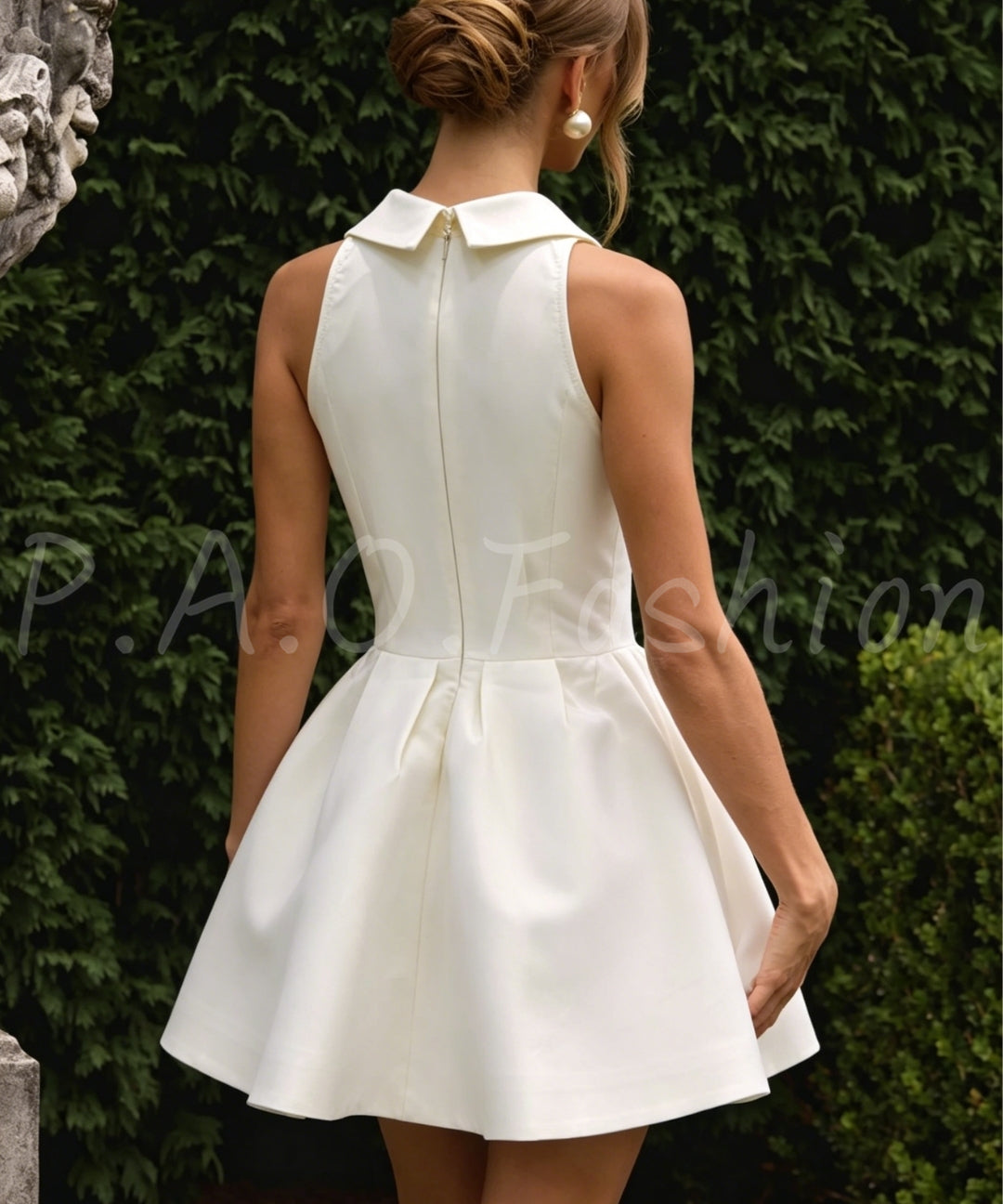 Satin Contrast Collar A-Line Mini Dress[Available Now]