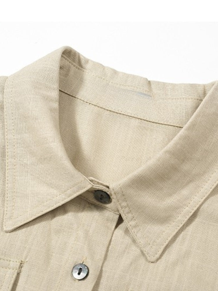 Linen Shirt & Wide-Leg Trousers Two-Piece Set