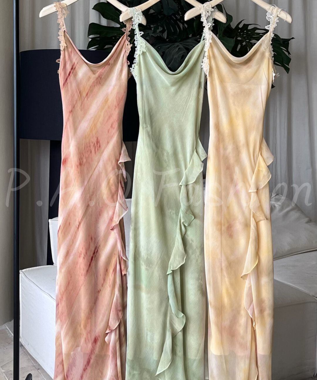 Watercolor Lace Strap Mermaid Dress