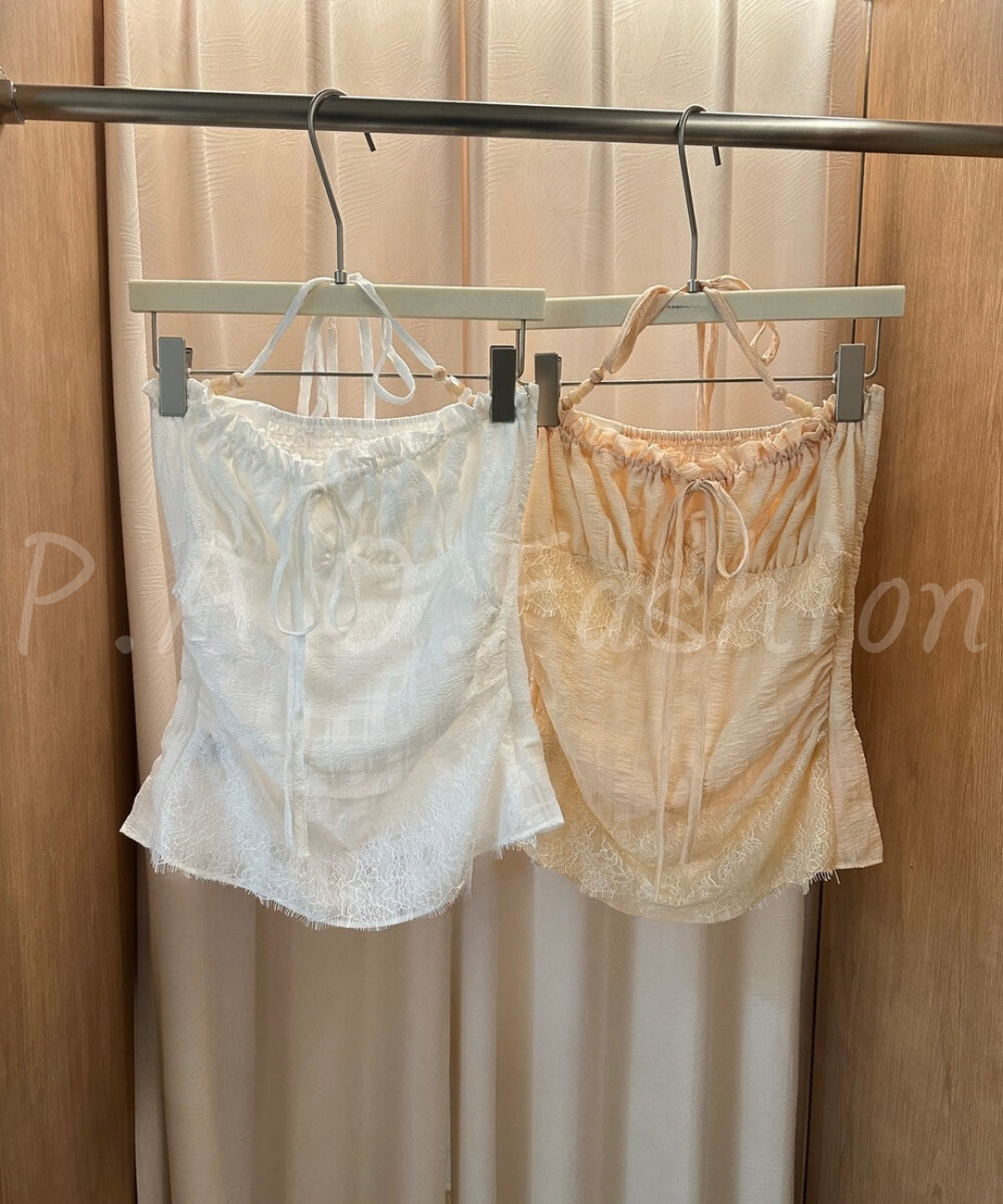 Lace Halter Ruched Tank Top[Available Now]