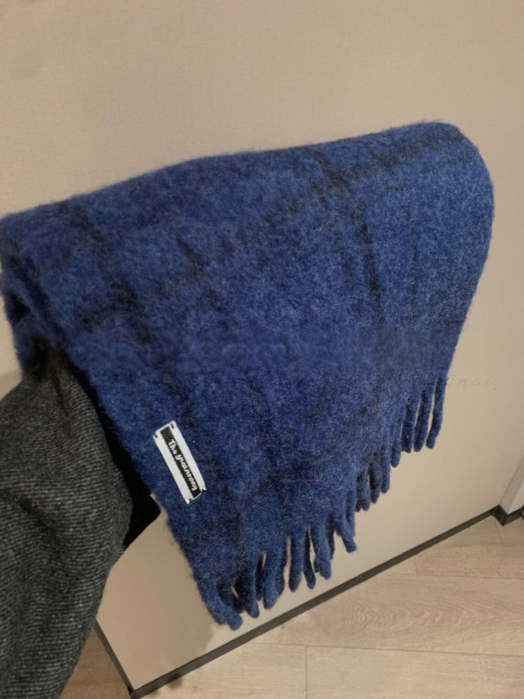 Plaid Fringed Thick Scarf