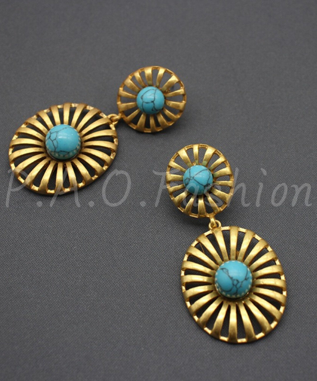 Vintage Brass Sunflower Drop Earrings