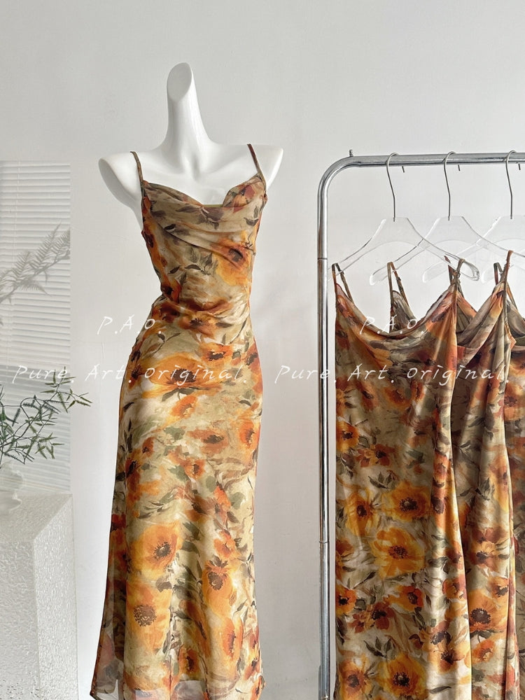 SOLEIL DRAPED HALTER MERMAID MIDI DRESS