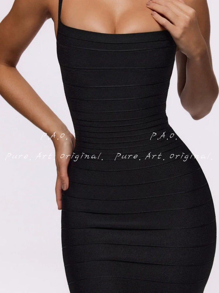 Bandage Square Neck Bodycon Dress