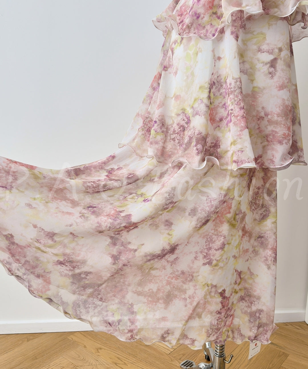 Lavender Ombre Floral Tiered Chiffon Maxi Dress[Available Now]
