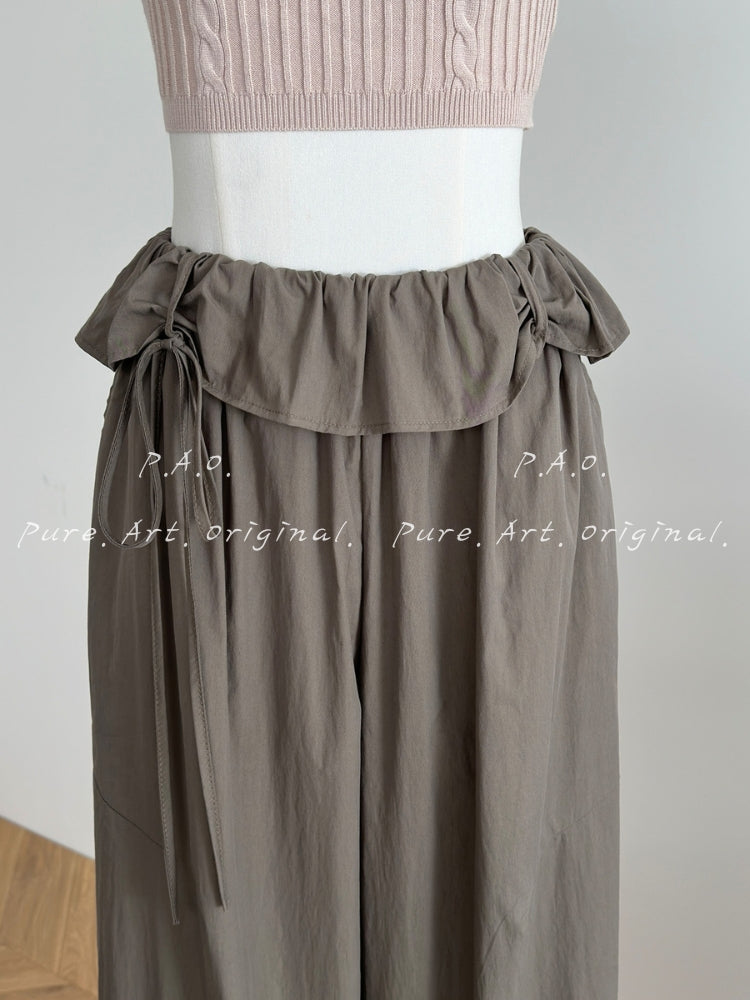 Willow Draped High‑Waist Wide‑Leg Pants
