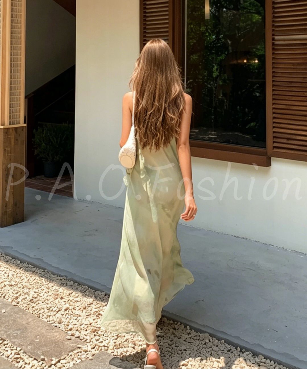 Watercolor Lace Strap Mermaid Dress
