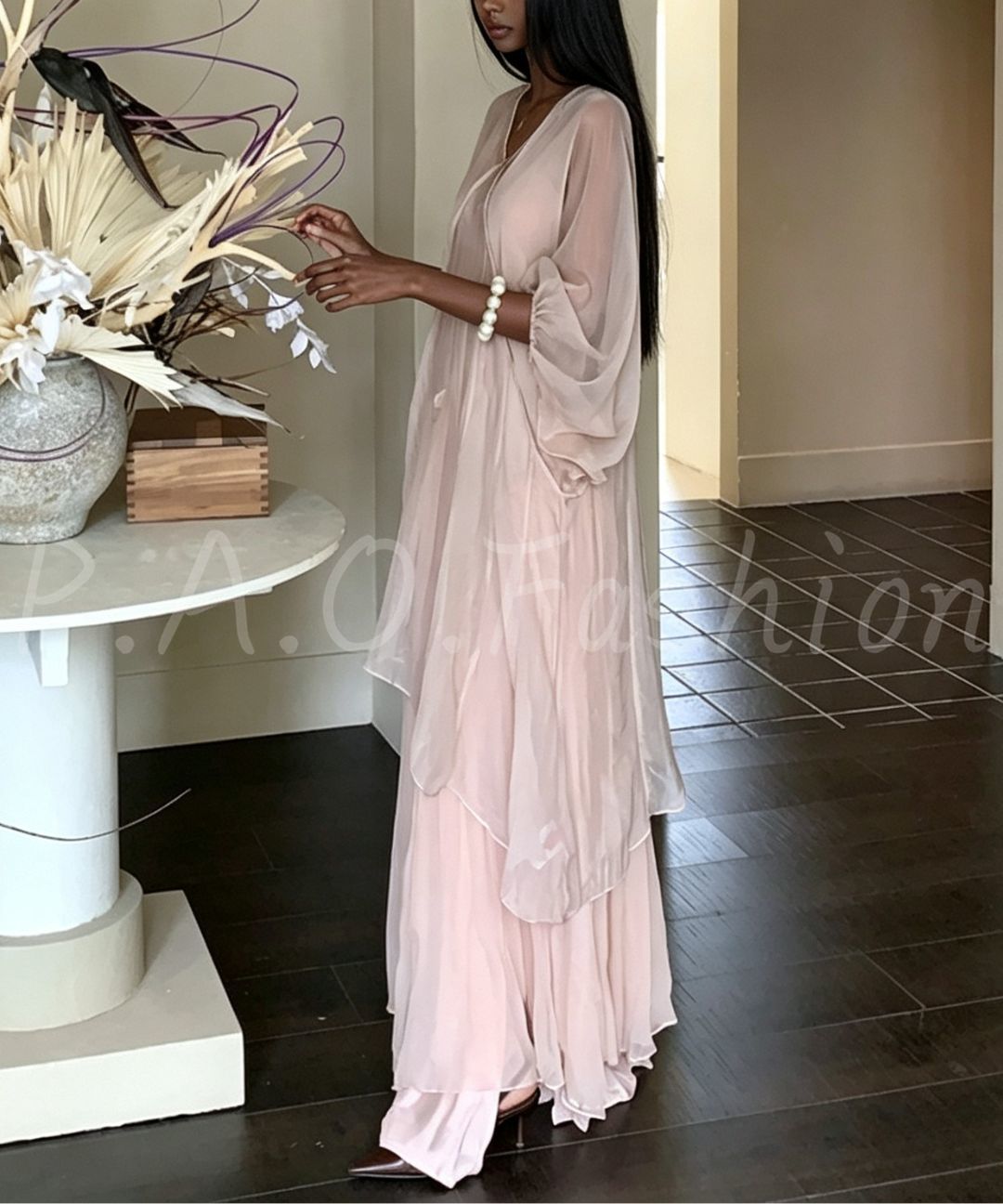 Ethereal Sheer Cardigan & Mermaid Maxi Dress Set