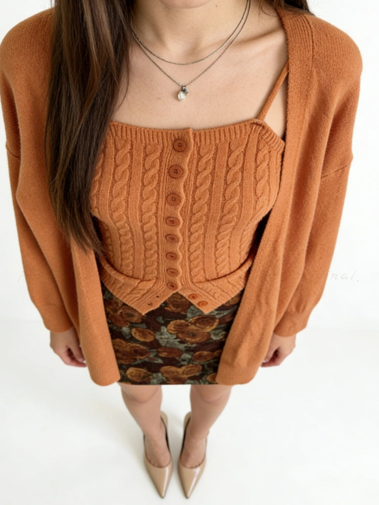 Versatile Knit Tank, Cardigan & Mini Skirt 3-Piece Set