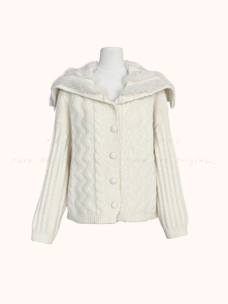 Large Lapel Knit Cardigan Sweater Jacket