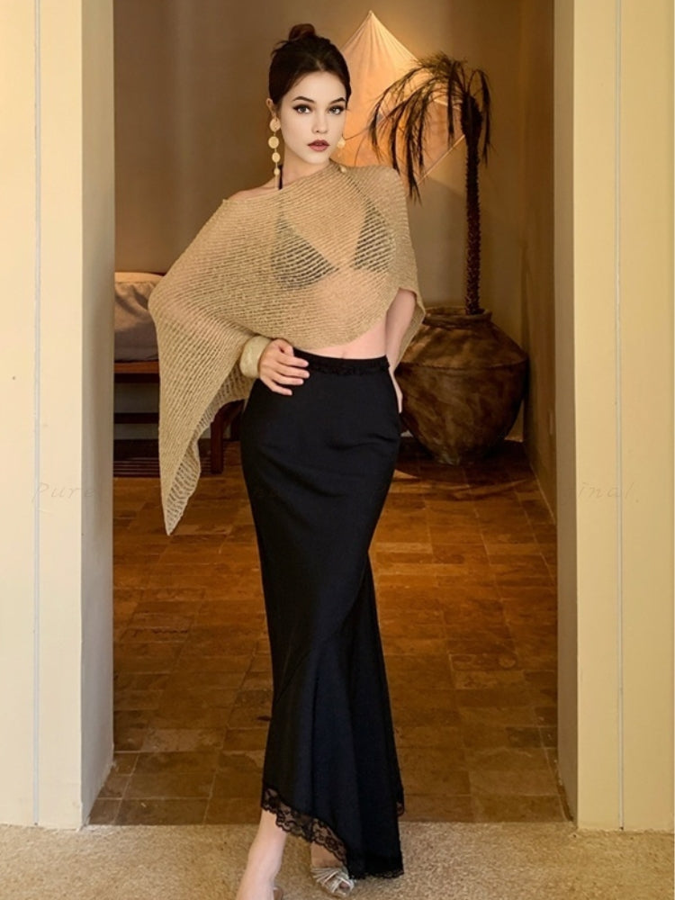 Gold Knit Sheer Cover-Up Top